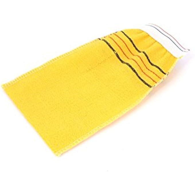Ruilogod Bathroom Skin Body Exfoliating Massage Cleaner Bath Glove Mitt Yellow - Image 2